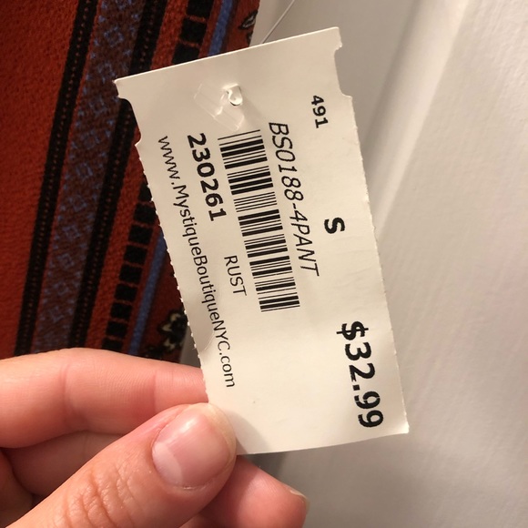 🆕 NWT Size S Rust Boho Flowy Pants - Picture 4 of 5